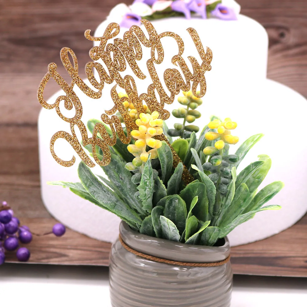 Wholesale Birthday Decor Happy Birthday Glitter Acrylic Cake Topper