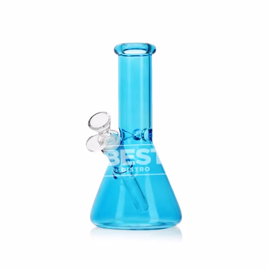 Accesorios para fumar clásicos al por mayor, vaso de precipitados redondo portátil de silicona y vidrio para tortas