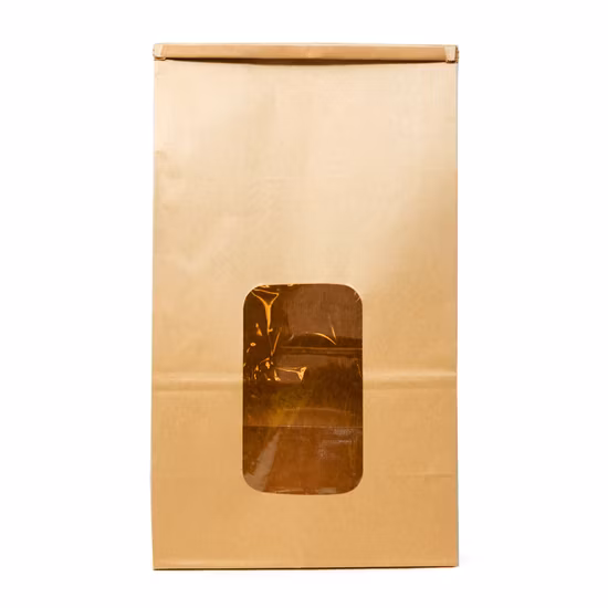 Bolsa de lazo de estaño biodegradable a prueba de grasa personalizada, papel Kraft de fondo plano para bolsa de embalaje de pastel de mantequilla