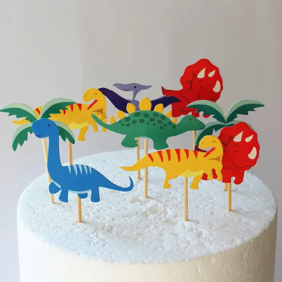 Adorno para tarta de cumpleaños con forma bonita de suministros de fiesta de la serie de dinosaurios y animales del bosque de dibujos animados